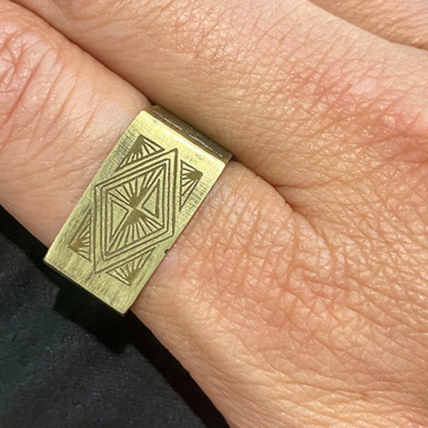 Aztec Gold Mens Rings