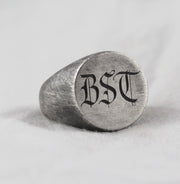 Custom Engraved Monogram Initial Silver Signet Ring