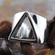 open triangle silver ring