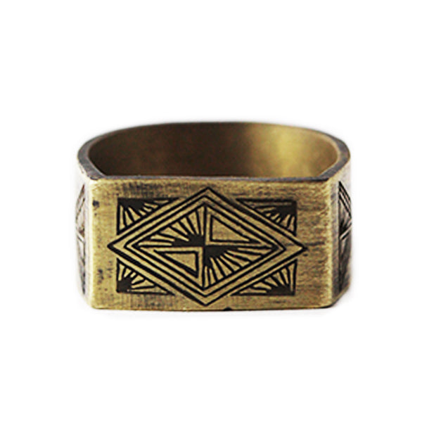 Aztec Gold Mens Rings