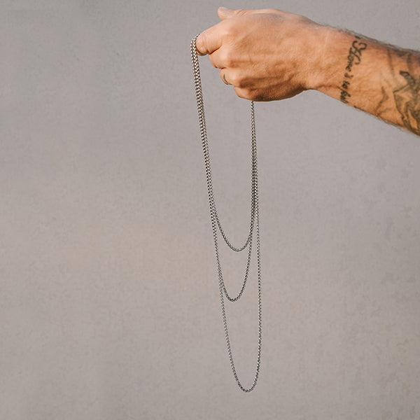 Braided Stainless Silver Chain Necklace