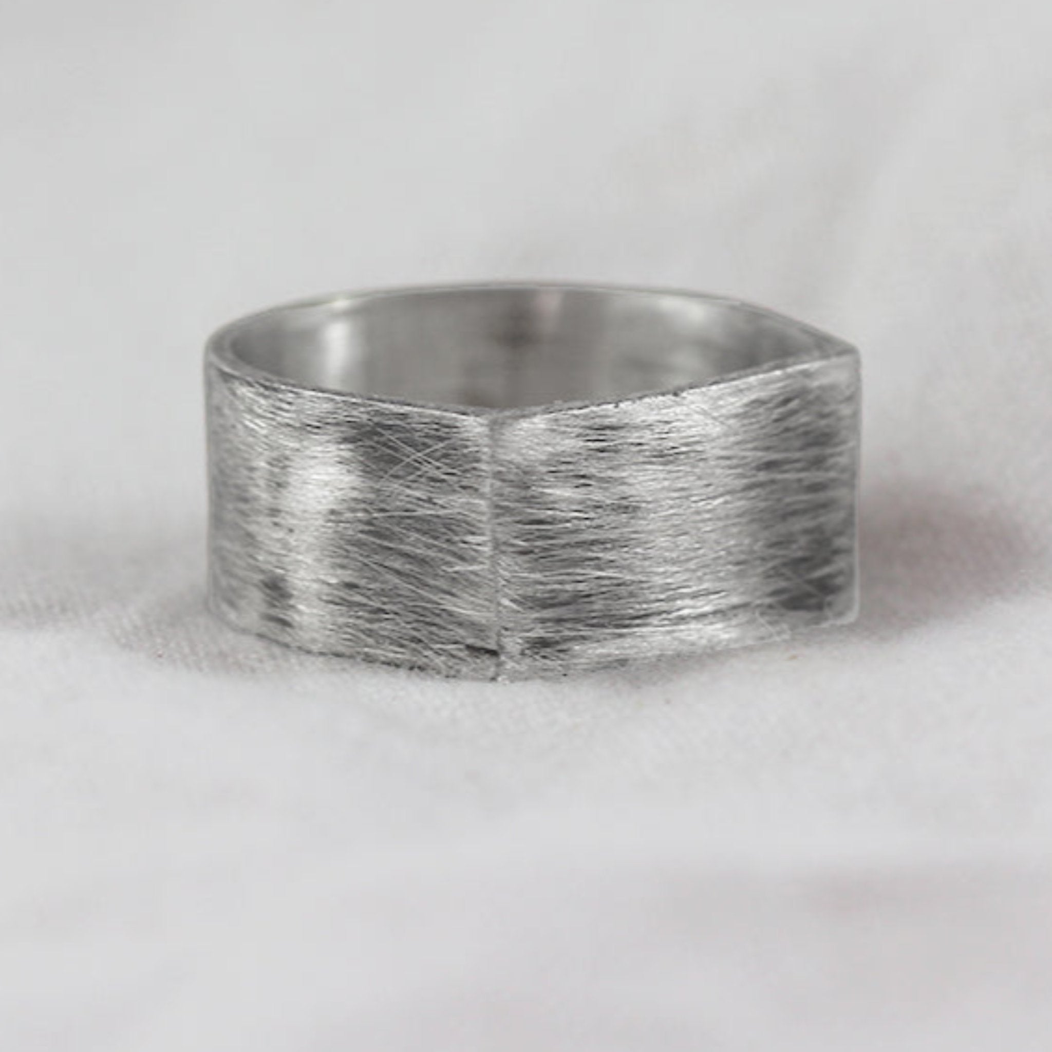 unique custom ring, rugged silver style