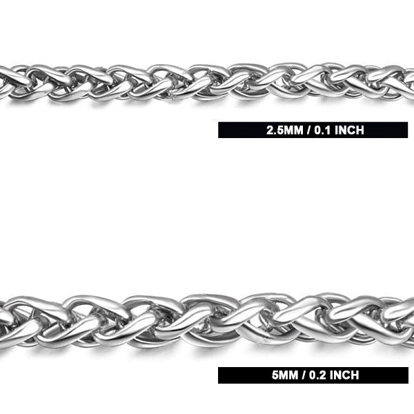 Braided Stainless Silver Chain Necklace